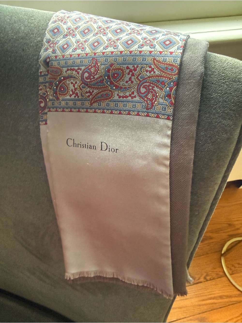 Vintage Christian Dior Silk & Wool Geometric Paisley Double Layer Opera Scarf